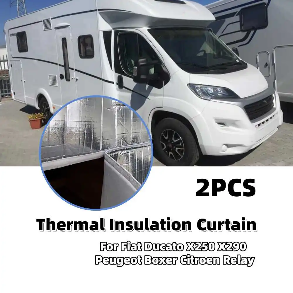 2PCS RV Rear Door Thermal Insulation Curtain Caravan Interior Accessories For Fiat Ducato X250 X290 Peugeot Boxer Citroen Relay