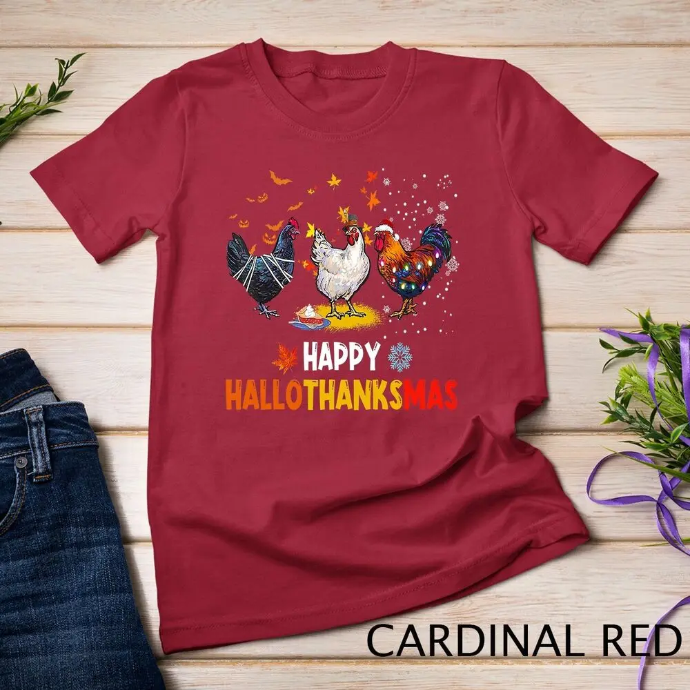 Chicken Halloween Happy HalloThanksMas Autumn Thanksgiving Unisex T-shirt