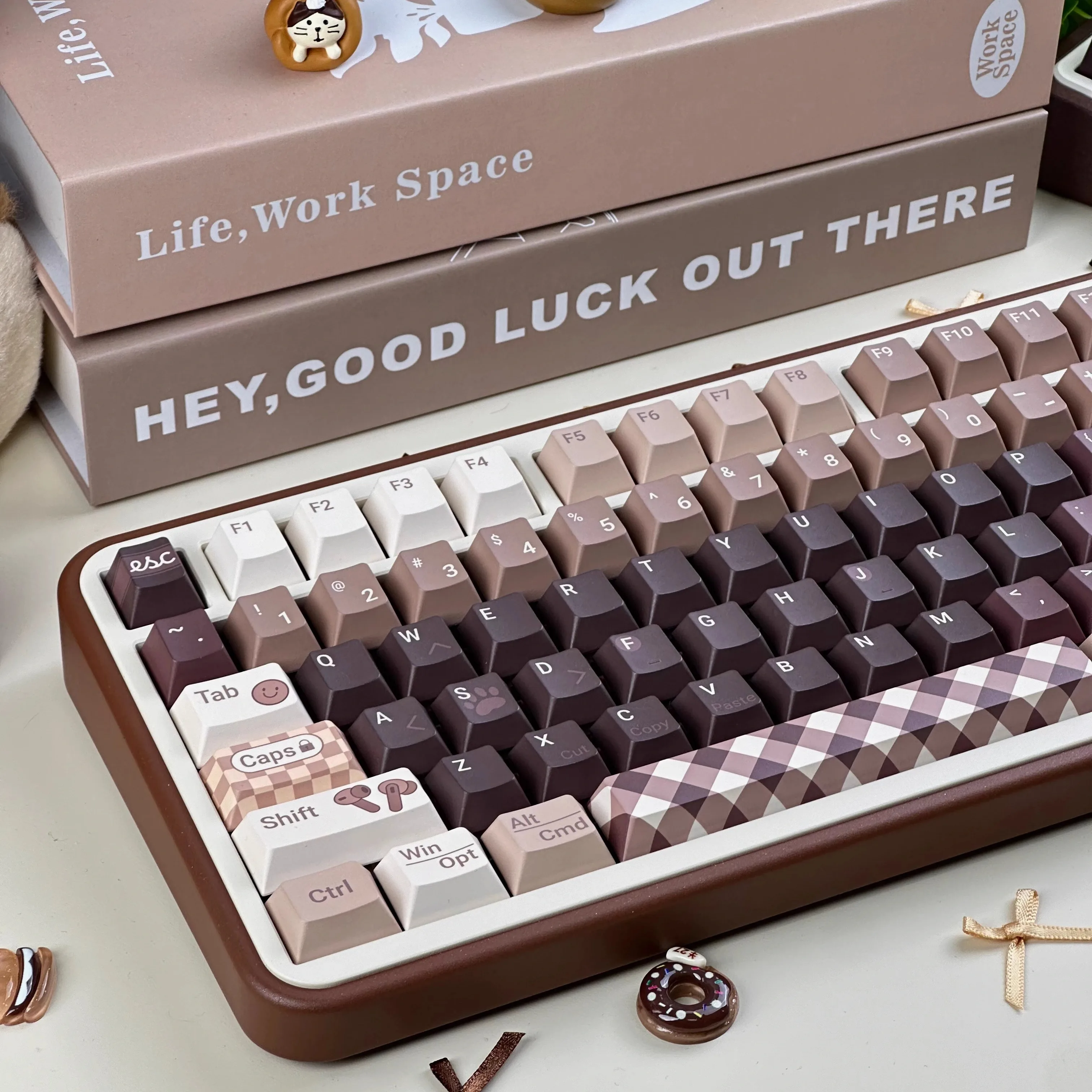 

Programmer Coffee Theme Keycaps 150 Keys Cherry Profile PBT Five-sided Sublimation Brown Customized Mechanical Keyboard Keycap