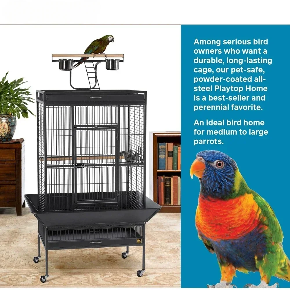 New Birds Cage for Birds and Parakeets Hendryx Signature Select Series Wrought Iron Bird Cage in Black Jaul-f-houses and Fencing