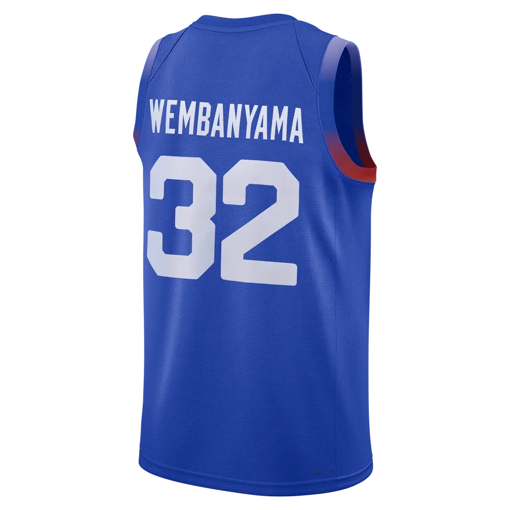 Basketball jerseys 2024 France 34 WEMBANYAMA jersey Sewing embroidery Cheap High Quality Outdoor sportswear Light Blue