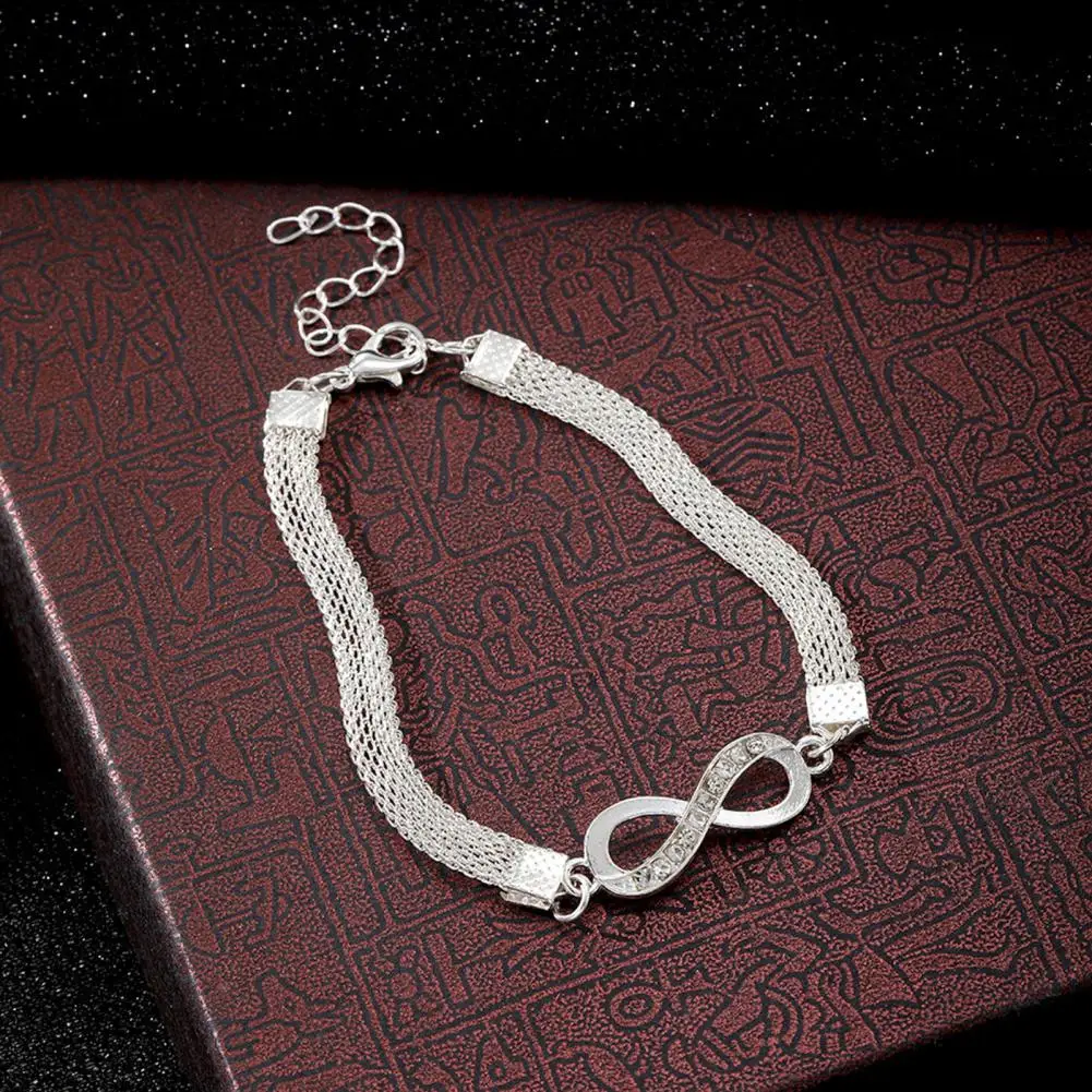 Rhinestone Bracelet Elegant Rhinestone Decor Bracelet Set for Women Symbol Heart Design Adjustable Stackable Wrist for Prom