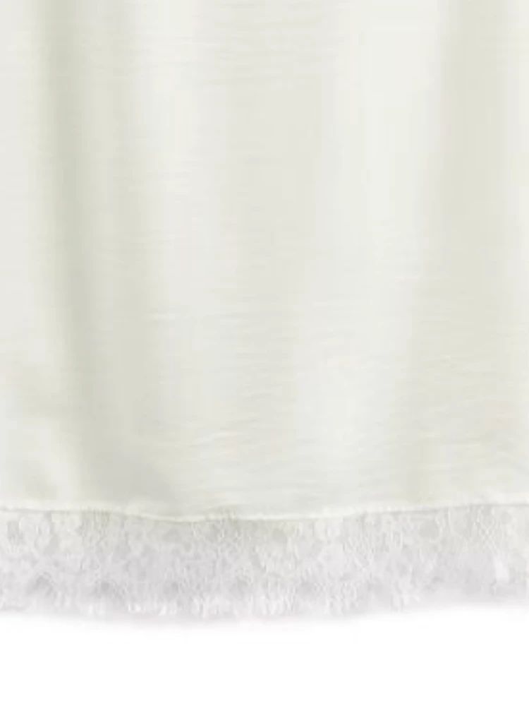 أنيقة الدانتيل المرقعة الساتان ميدي تنورة المرأة النمط الأوروبي مستقيم أنبوب تنورة خلات النسيج موضة بسيطة الزي بالجملة