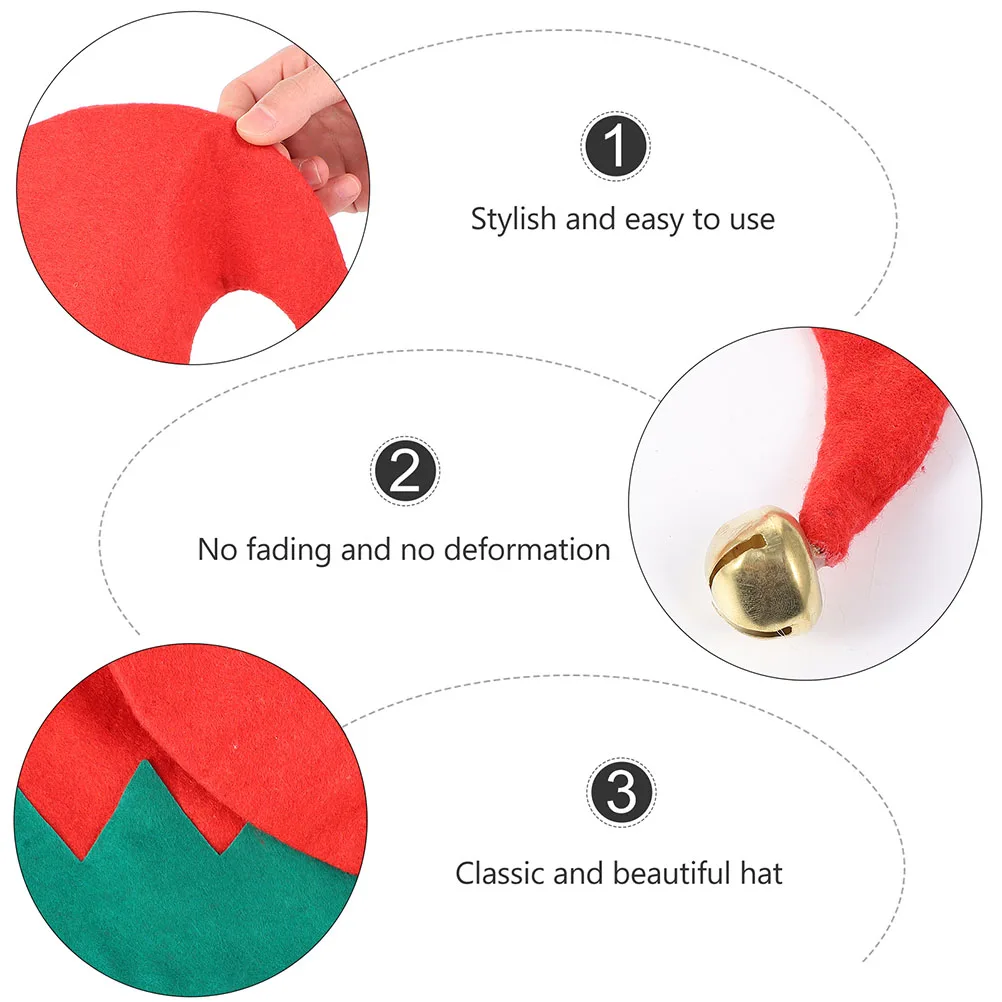 

2pcs Elf Hats Christmas Costume Party Hats Dress Up Accessories Holiday Cosplay Decorations Red Cap For Christmas Party