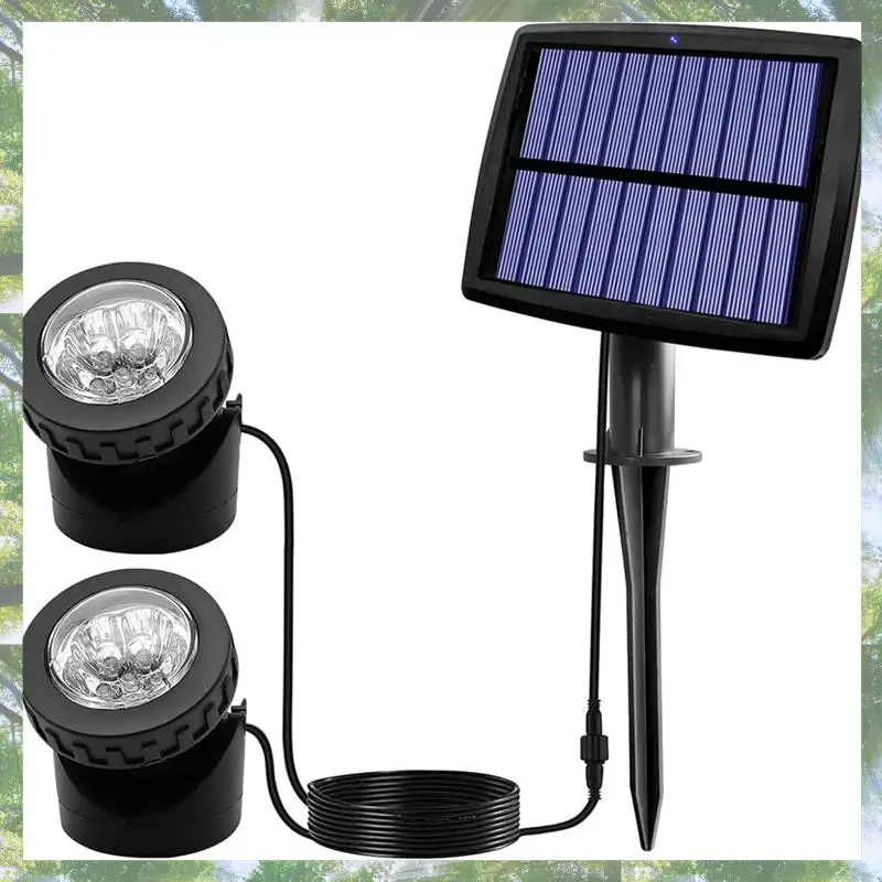 

2025 Trend Solar Pond Spotlights, LED Solar Underwater Lights With Dual Head Waterproof Submarine Landscape Spotlight Lighting