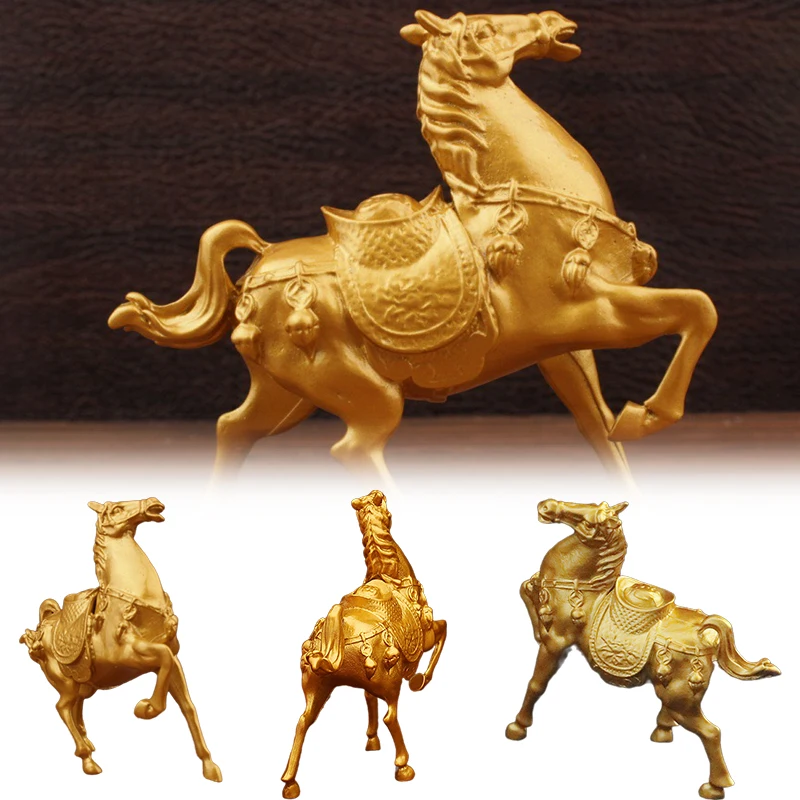 2026 Jahr Sternzeichen Pferd Statue Metall Goldenes Pferd Modell Simulation Pferd Ornament Home Office Desktop Dekoration Feng Shui Glück