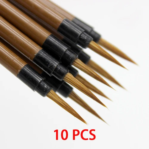 10 unids/lote pluma de línea de gancho de pelo de comadreja pincel de pintura de caligrafía tradicional china artista dibujo suministros de pintura de acuarela