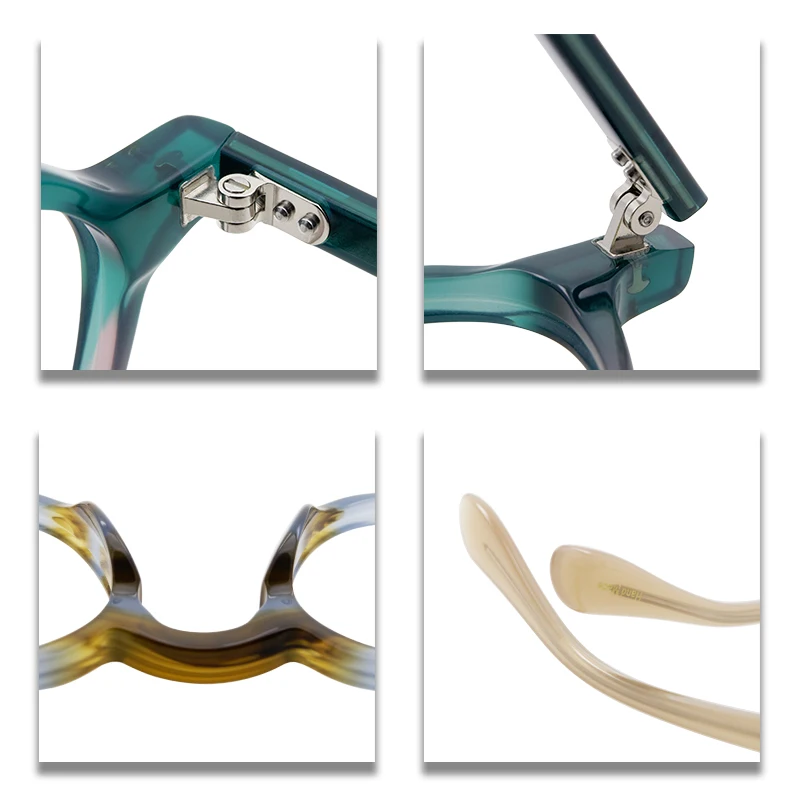 Handmade geometric eyeglass frame, compact and portable, acetate frame, retro and modern color blend