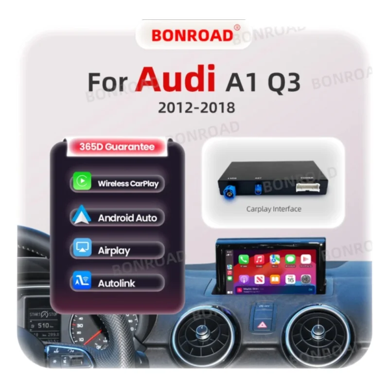 BONROAD Kabelloser CarPlay Android Auto Interface Adapter für Audi A1 Q3 2012-2018 RMC HNR mit AirPlay Mirror Link