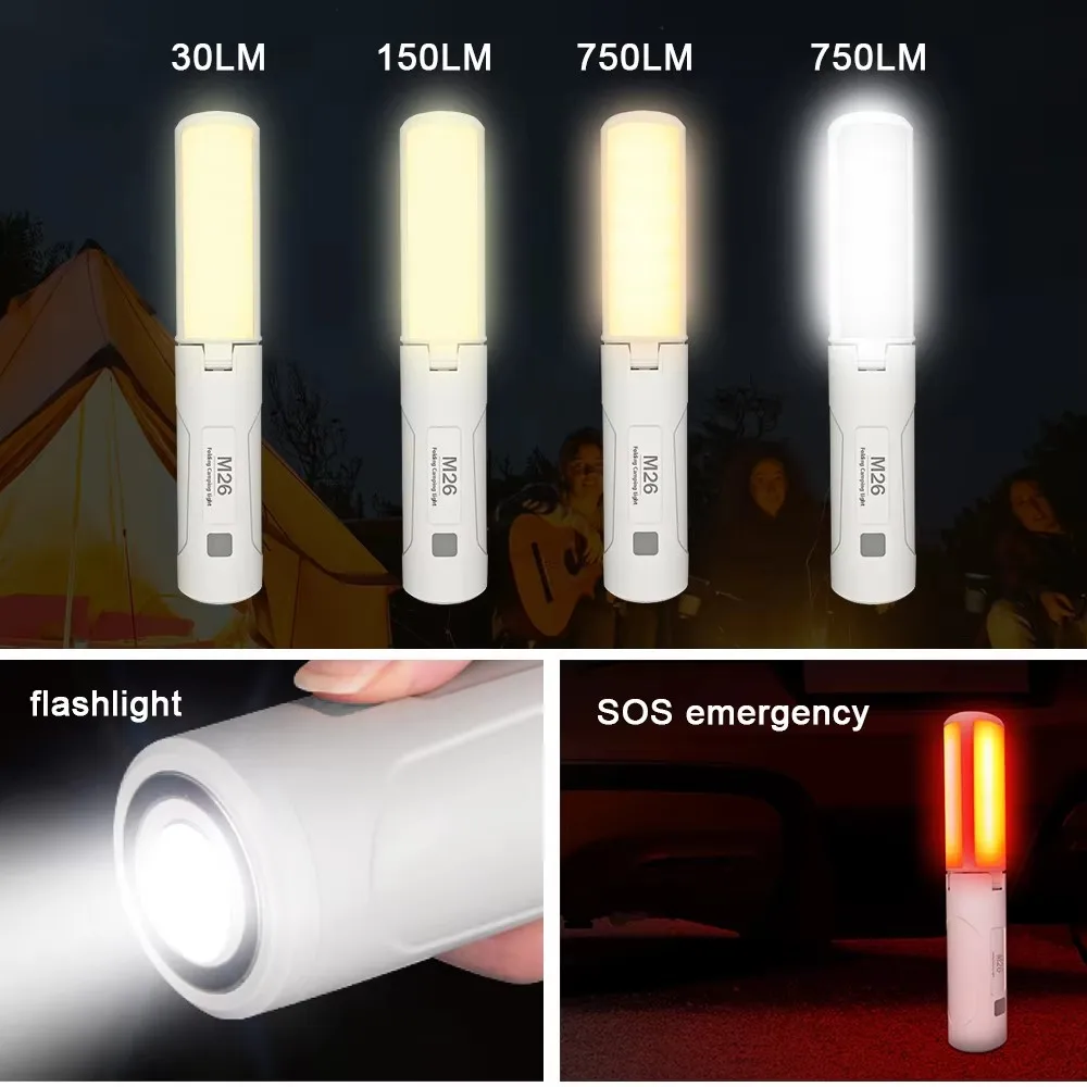 High Power Camping Light Outdoor Foldable Strong Magnetic 3500mAh USB Rechargeable Emergency Lamp Travel Tent Light Flashlight