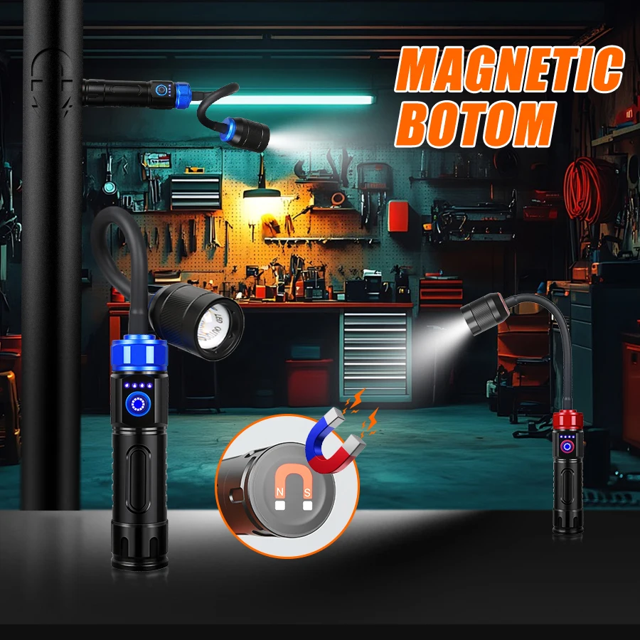 

E5 Super Bright Car Repair Light Inspect Rechargeable 360 degree Portable Adjustable Handheld EDC Flashlight Magnetic Tail Torch