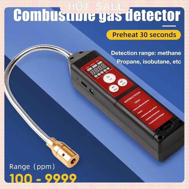 24-Hour Delivery LD610 Combustible Gas Leak Detector Sound Alarm Combustible Methane C4H10 H2 Gas Leak Tester 100-9999Ppm Gas Te