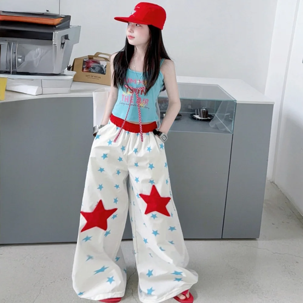 New Autumn Winter Teens Tracksuit Girls set 1PC letter T-Shirt Crop Top or Wide Leg cargo Pant Kid 4 6 7 8 9 10 12 14 Year