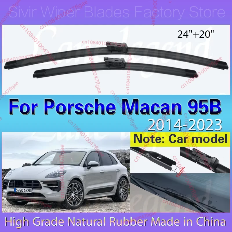 

Car Wiper Blade Front Window Windshield Rubber Refill Wiper For Porsche Macan 95B 2014 - 2023 LHD 24"+20" Car Accessories