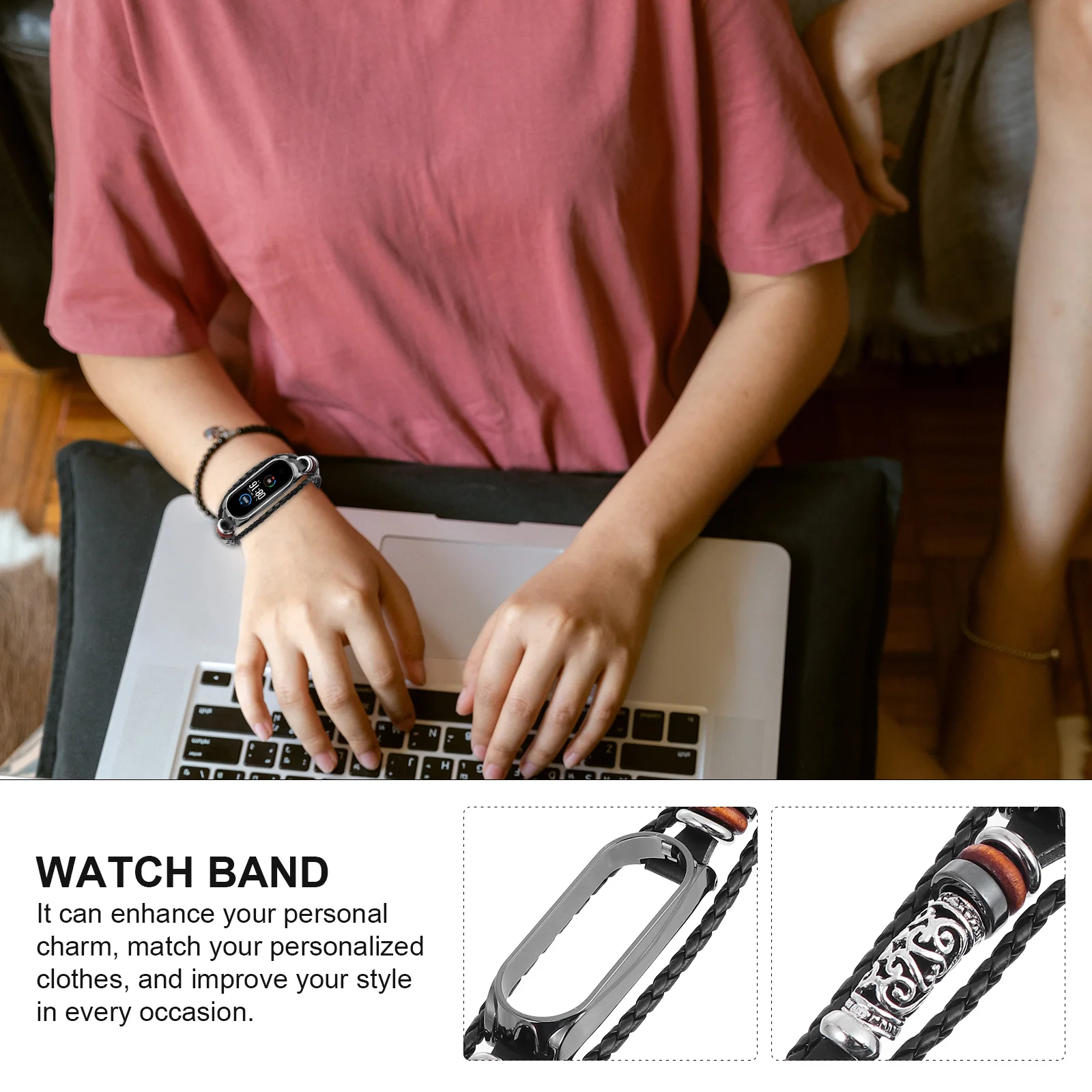 

Retro Beading Replacement Wristband For 5 5Nfc Metal Bead Band Easy Install Durable Classic Design Compatible Watch