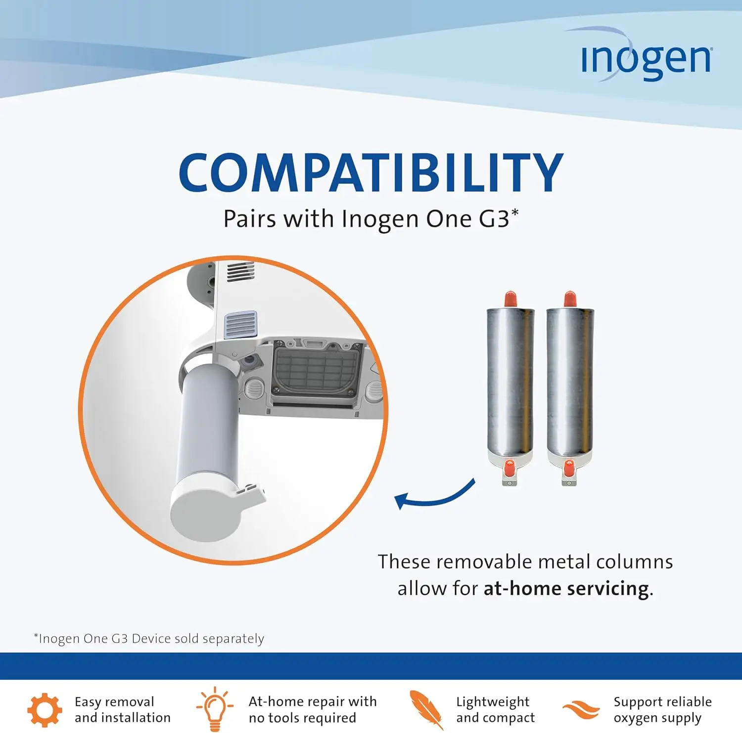 Replacement Column Pair  Oxygen Accessories Two Removable Metal Columns - 1.63 lbs., 17.8 x 3.66 x 3.62 in.