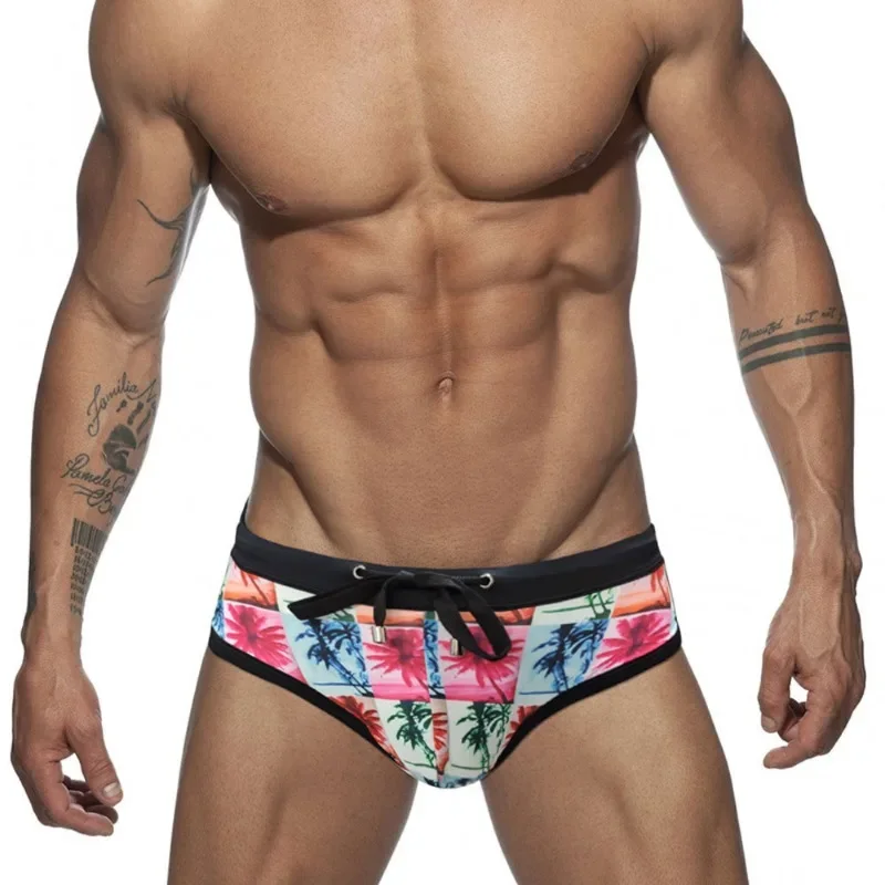

Summer Men's Swimwear Sexy Swimming Briefs Low-waisted Drawstring Push Up Mens Underwear Swimsuit Trunks Bathing Suit
