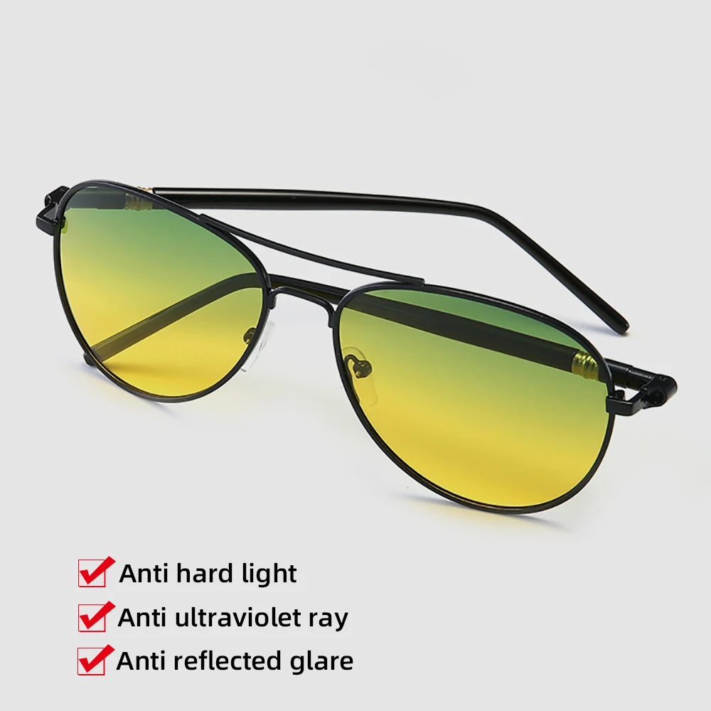VIVIBEE-gafas de visión diurna y nocturna para hombre y mujer, lentes de Aviador UV400, polarizadas, amarillas, para conducir en el coche