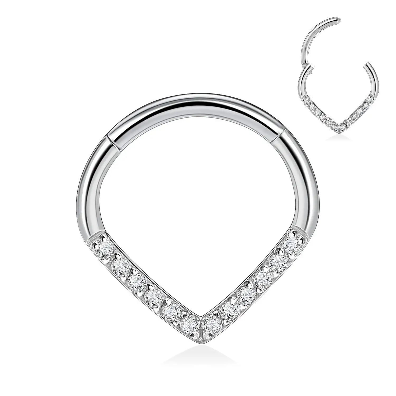 Heart Hinged Nose Ring Hoop in Titanium