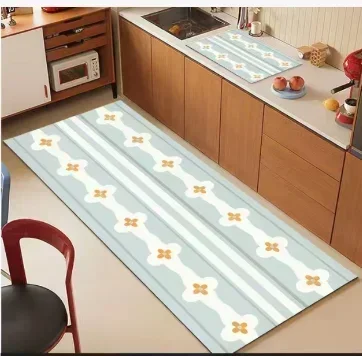 VIKAMA's New Long-Strip Kitchen Crystal Velvet Rug Dining Room Water-Absorbing Laundry Room Dirt-Resistant Foot Mat Home Decor