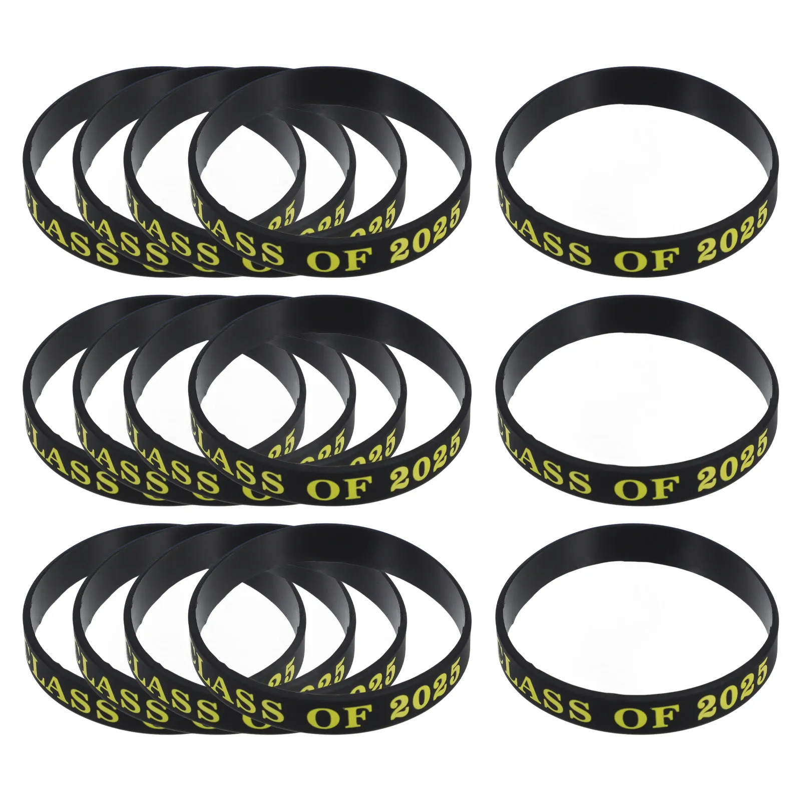 

24Pcs Silicone Wristbands Class of 2025 Graduation Keepsakes Grad Party Favors Smooth Flexible Soft Wristbands for High School