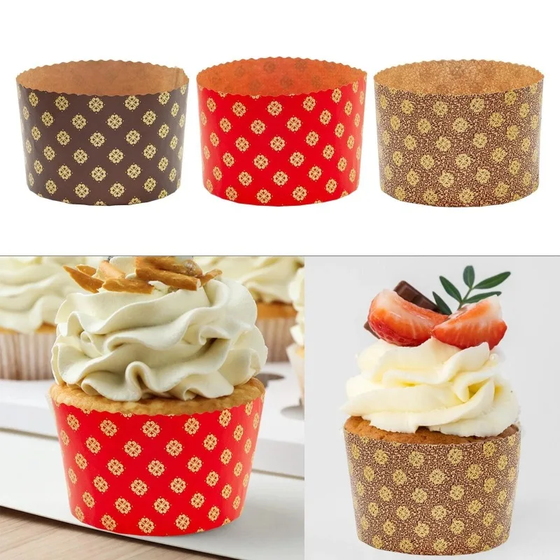 Panettone Paper Mold Oil-Proof Paper 10 PCS Baking Paska Kulich Easter Bread Mold Christmas Festivals Party Pastry Cakes Tool