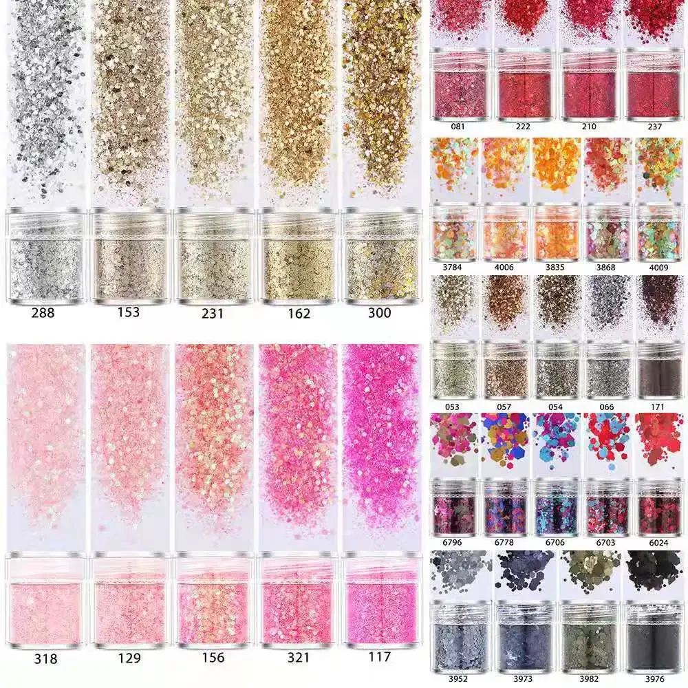 1set Champagne Gold Rose Nail Glitter Mix Powder Sequins Nail Sparkles Shiny Makeup Glitter Dust Nail Art Decorations Nails