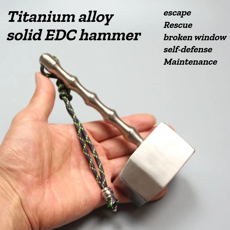 TC4 Titanium Alloy High-end Solid Hammer Car Window Breaking Escape Self-defense Hammer EDC Field Emergency Tool