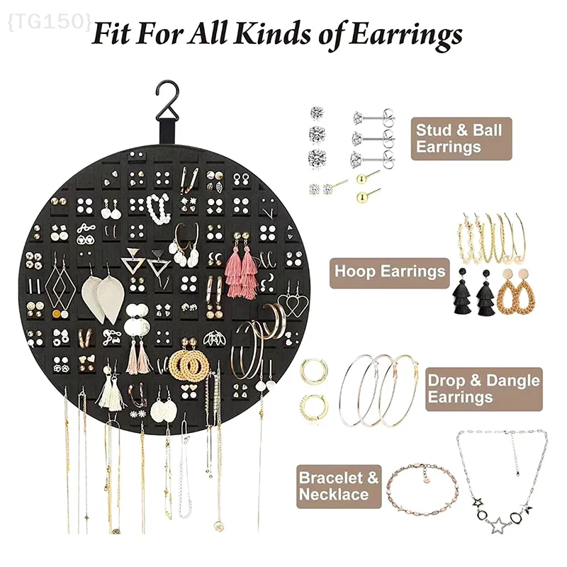 منظم تعليق الأقراط الناعمة من اللباد - حامل عرض مجوهرات جداري متعدد الطبقات لخواتم القلائد والأقراط المرصعة