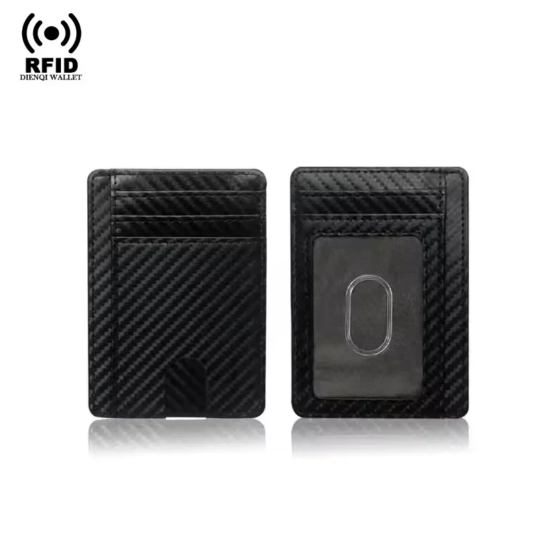 Porta carte di credito sottile e sottile Portafogli minimalisti per uomo Donna Porta carte portatile Clip per carte Porta documenti in pelle in fibra di carbonio