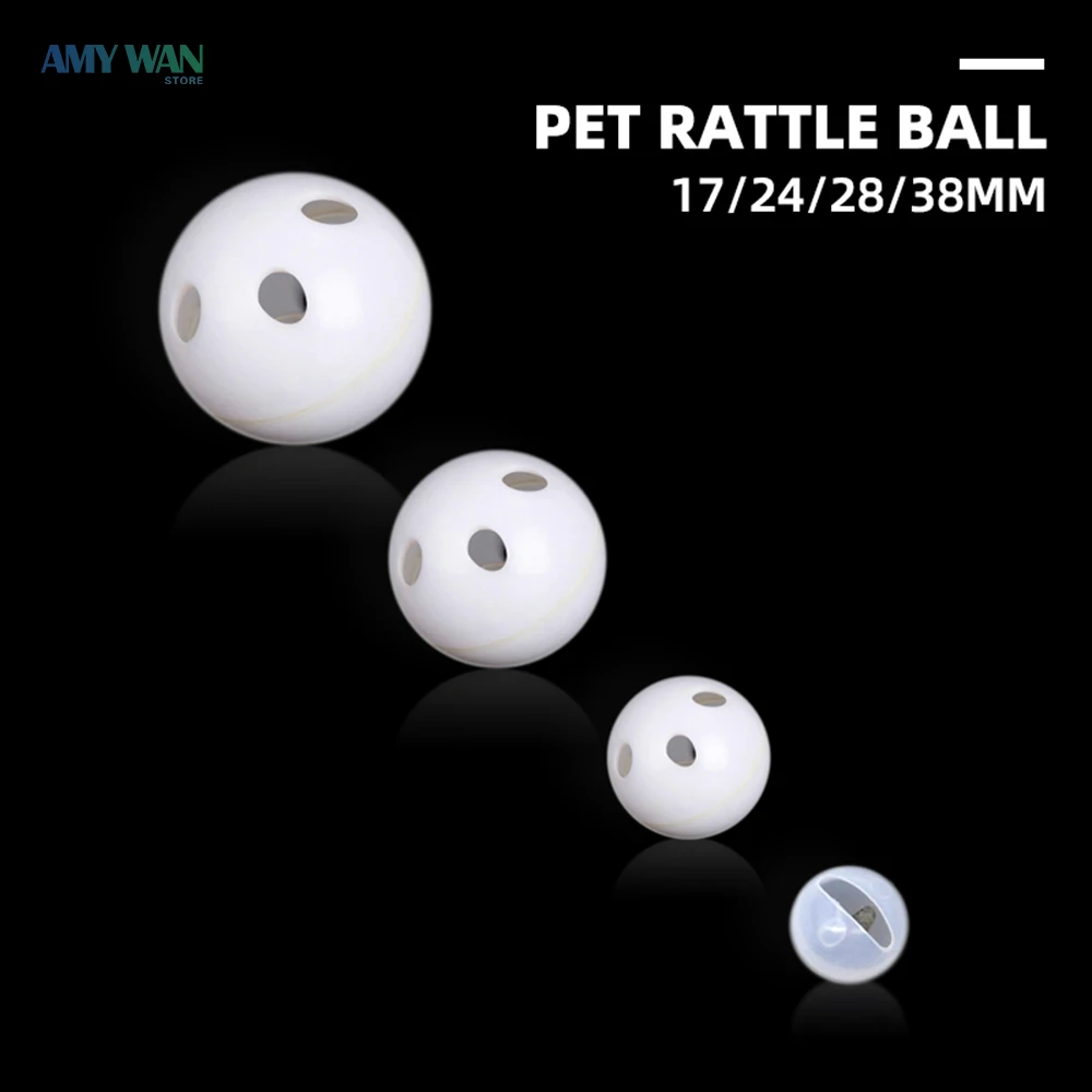 17/24/28/38mm Plastic Toys Interactive Ball Rattle Bell Ball Training Dog Toy Kitten Kitty Pet Squeaker Noise Generator Supplies