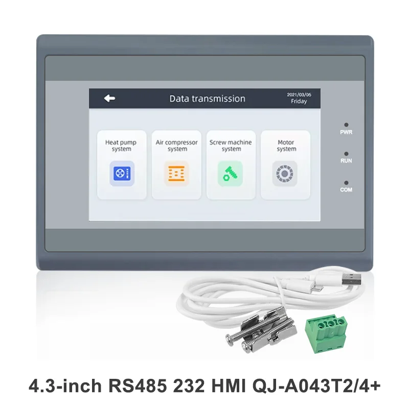 DC10-30V 4.3-Inch HMI RS485 232 422 HMI QJ-A043T2/4+ Modbus RTU Human Interface for PLC