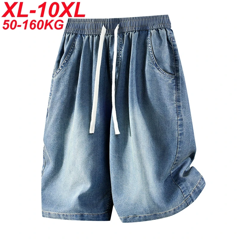 

Summer Men Short Jeans Breeches Hip Hop Streetwear Denim Shorts Cotton Casual Straight Capris Pants Plus Size 7xl 8xl 9xl 10xl