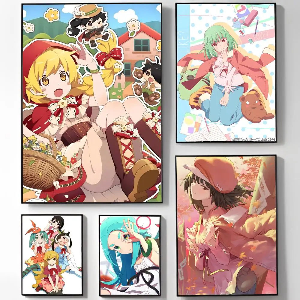 fantasy anime Monogatari Series Poster Self-adhesive Art Waterproof Sticker Coffee House Dorm Room Wall Decor