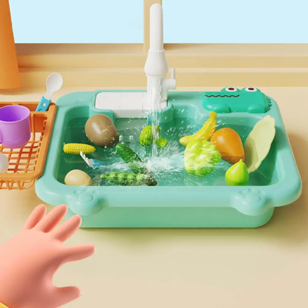 Rubinetto altalena giocattolo per bambini giocattoli da cucina per bambini Set di giocattoli elettrici realistici per lavastoviglie con altalena a circolazione d'acqua per bambini