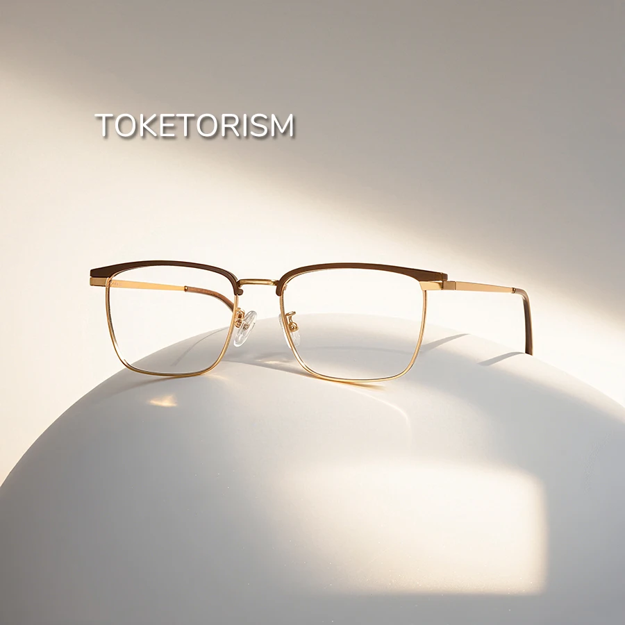

Toketorism Stylish Half Frame Design Men's Business Glasses Frames Fashion Women's Anti Blue Computer Eyeglasses