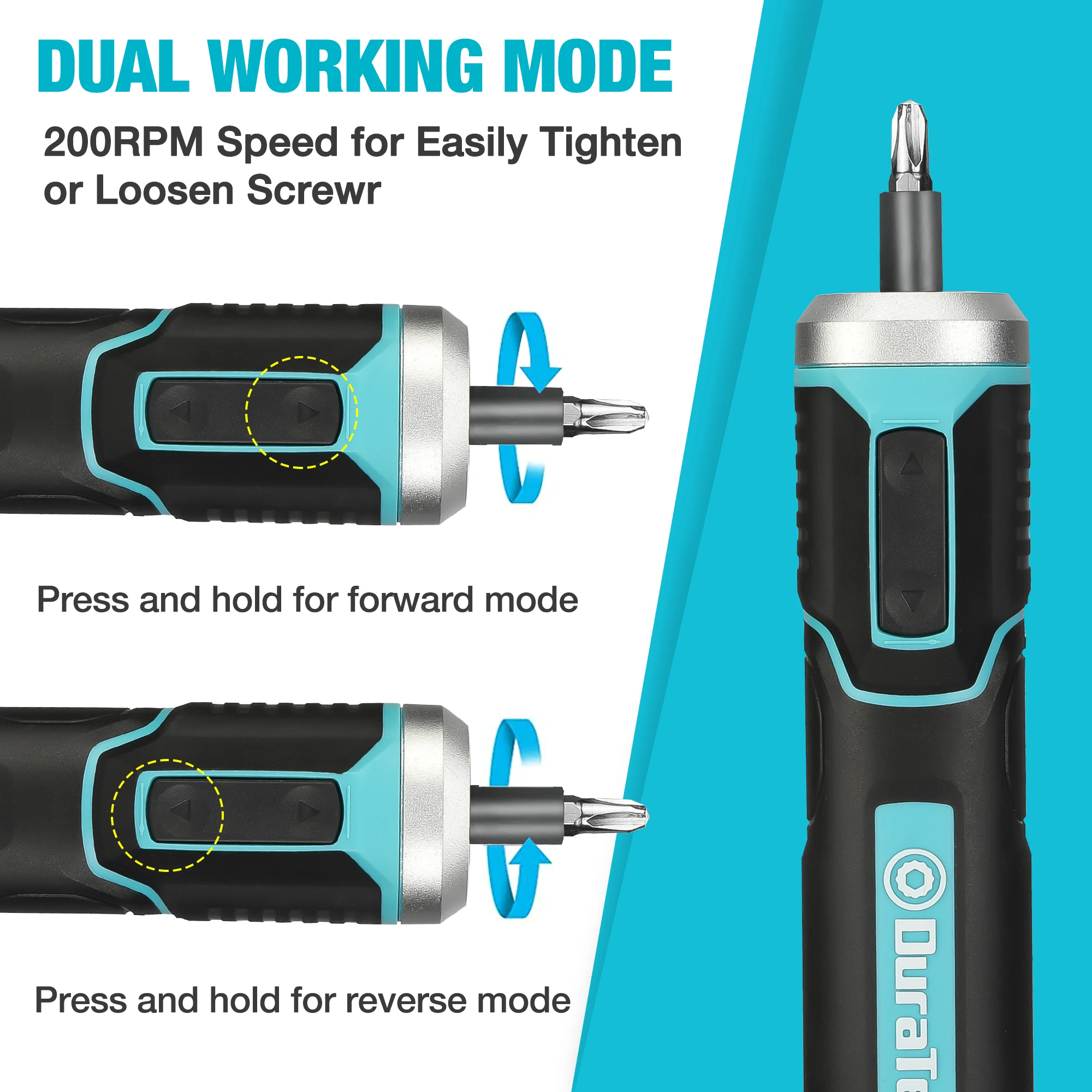 DuraTech 41pc 3.6V Li-ion Rechargeable Screwdriver Set Mini Smart Electric Screwdrivers USB Lithium ion Battery Power Tools