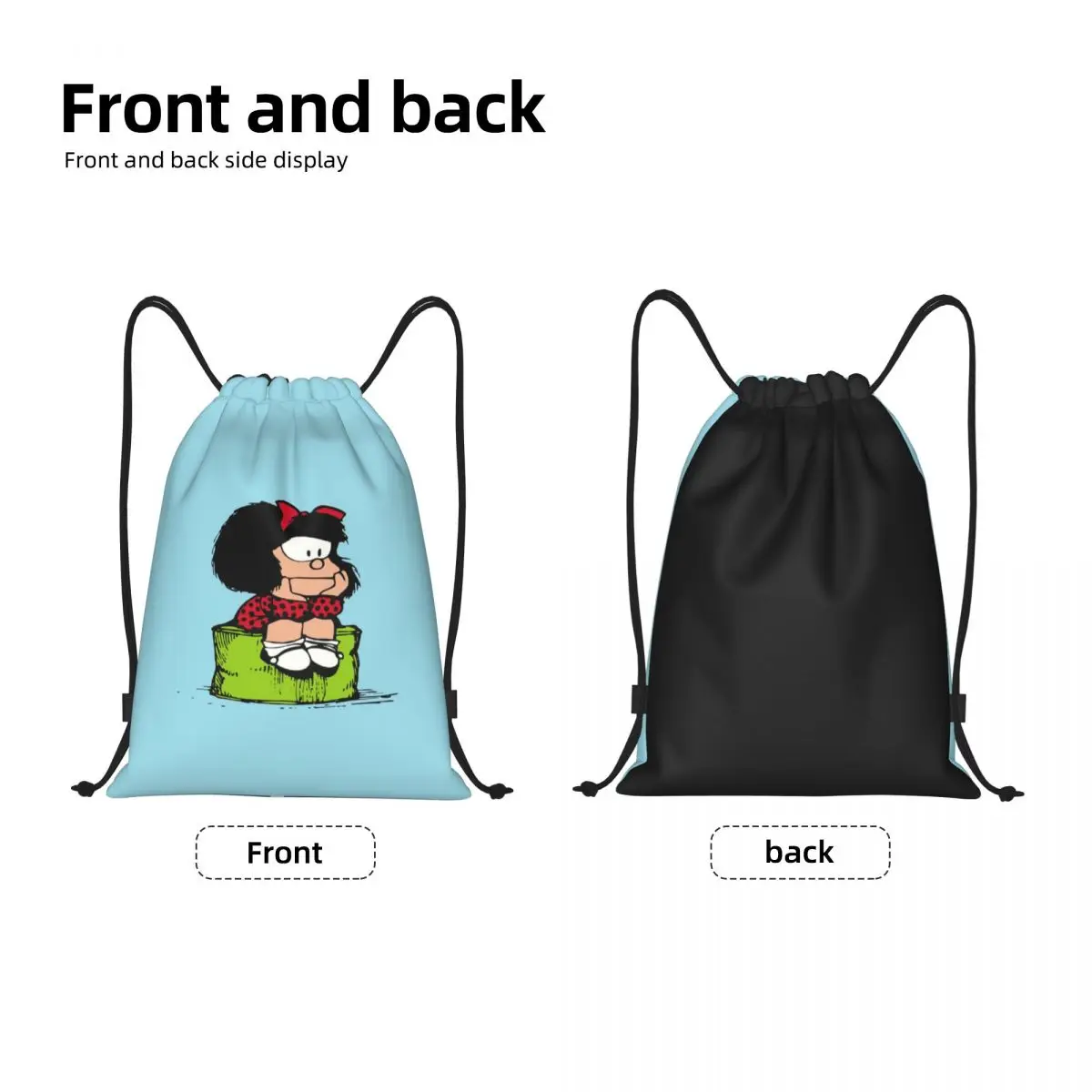 Mafalda-Sac à dos personnalisé pour hommes et femmes, Triste Thinking, Proximité Wstring, observateur, Classique, Qu37Manga, Sports, Gym, Rangement