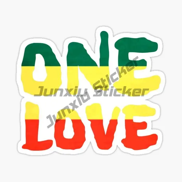 Music Pulse One Love Reggae Decal Sound Wave, Rastafarian Rasta Vinyl Waterproof Stickers Car Laptop Wall Window Bumper Sticker