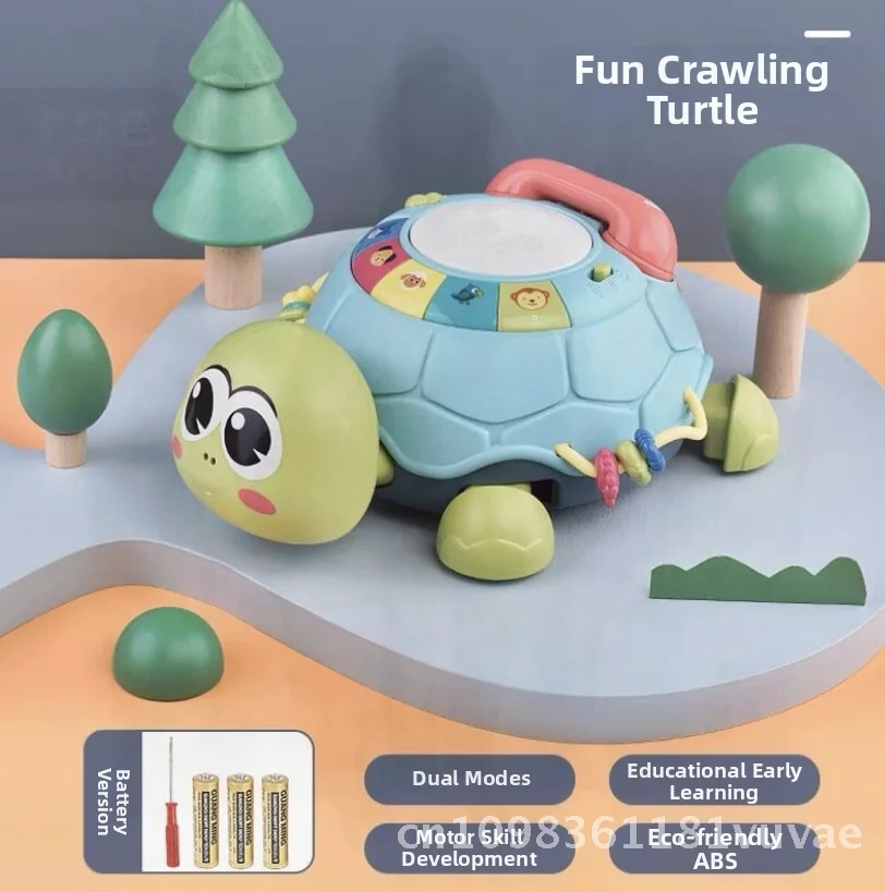 Musique pour enfants éducation précoce histoire Machine amusant ramper tortue téléphone perlé bébé jouet main tambour jouet pour bébé 0-3 ans