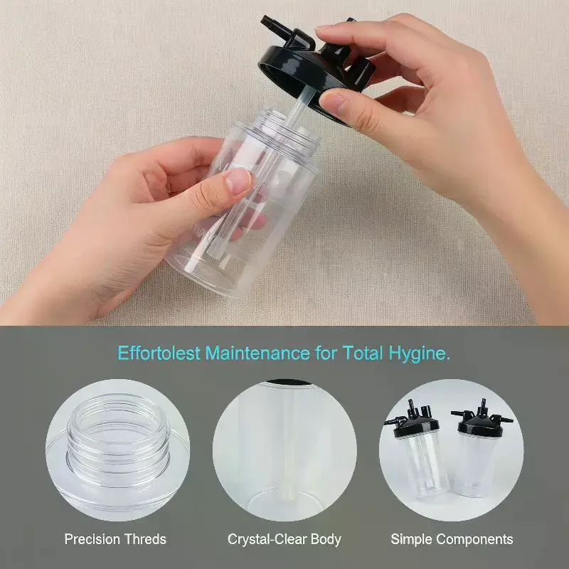 New Plastic Oxygen Bubbler Bottle Humidifier Water Humidification Bottle For Oxygen Regulator Concentrator Tool Accessories