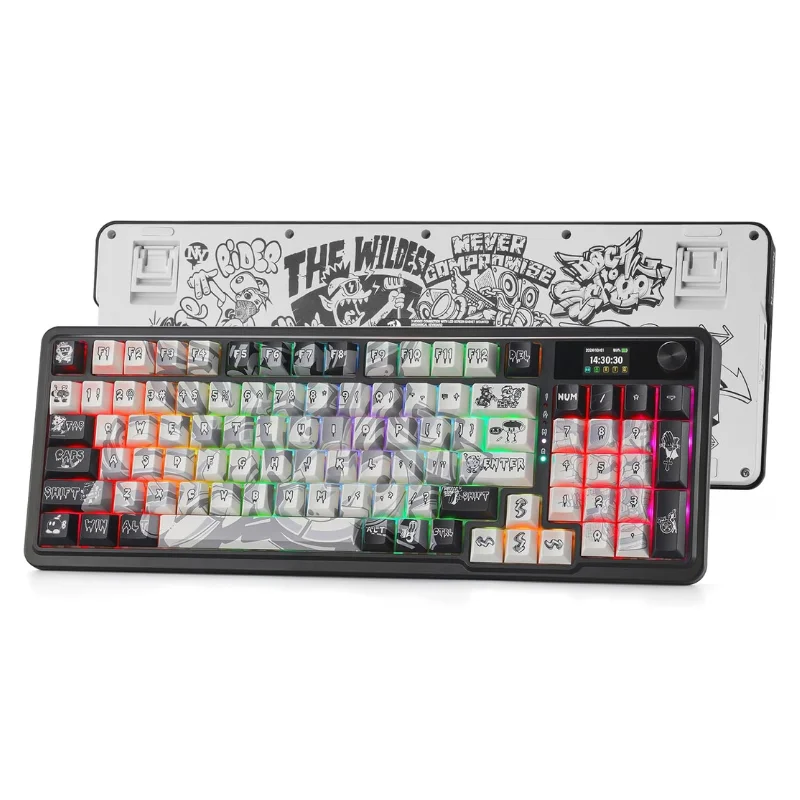Redragon 719 PRO Wireless Gasket Gaming Hype Screen & Knob, 95 Keys Mechanical Keyboard,Easy-Control 1.14’’ TFT Info Display