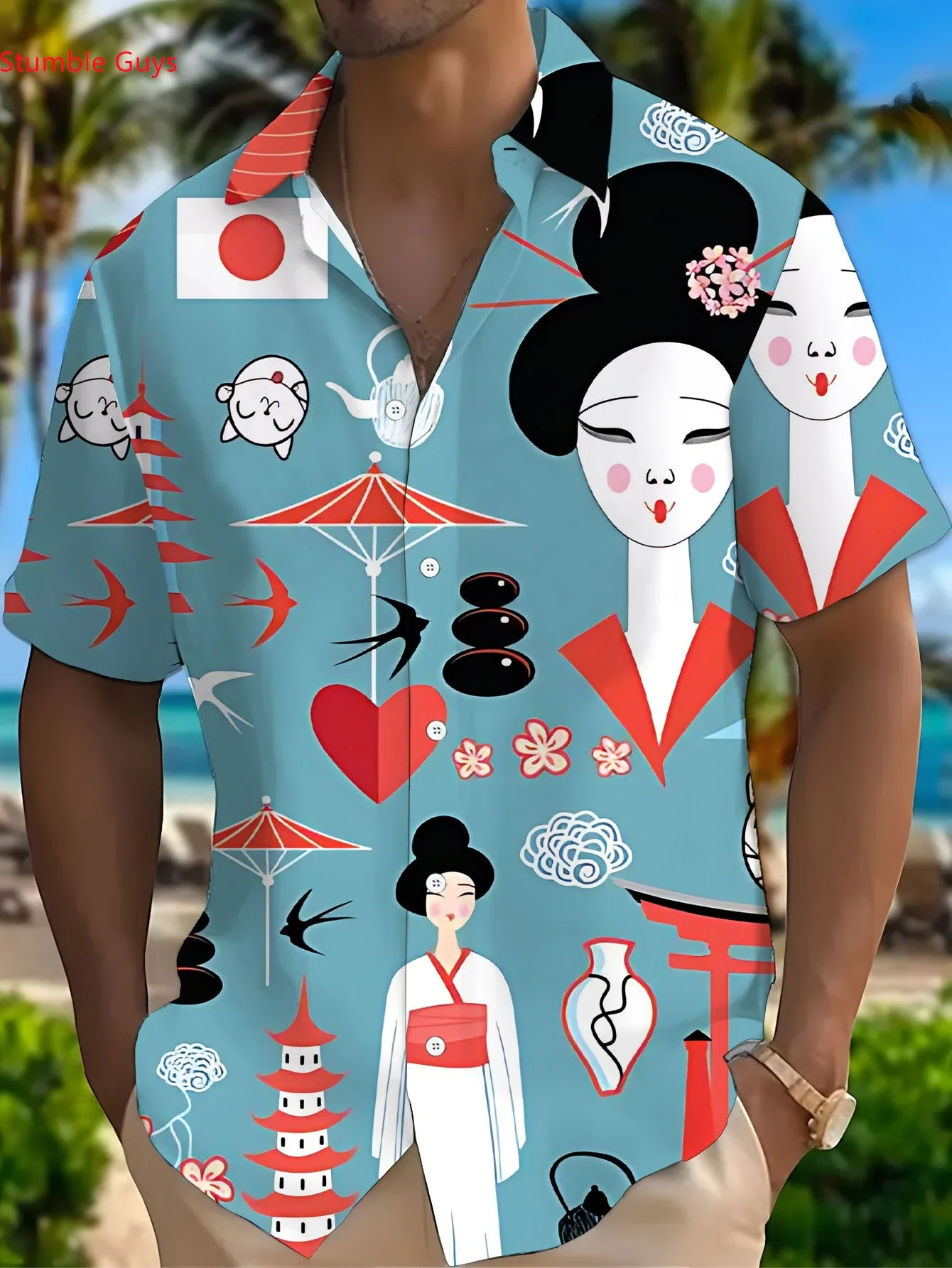 

Summer Casual Men's 2026 Hawaiian Shirt Man Women Short Sleeve Stylish Beach Party Print Holiday Outfits