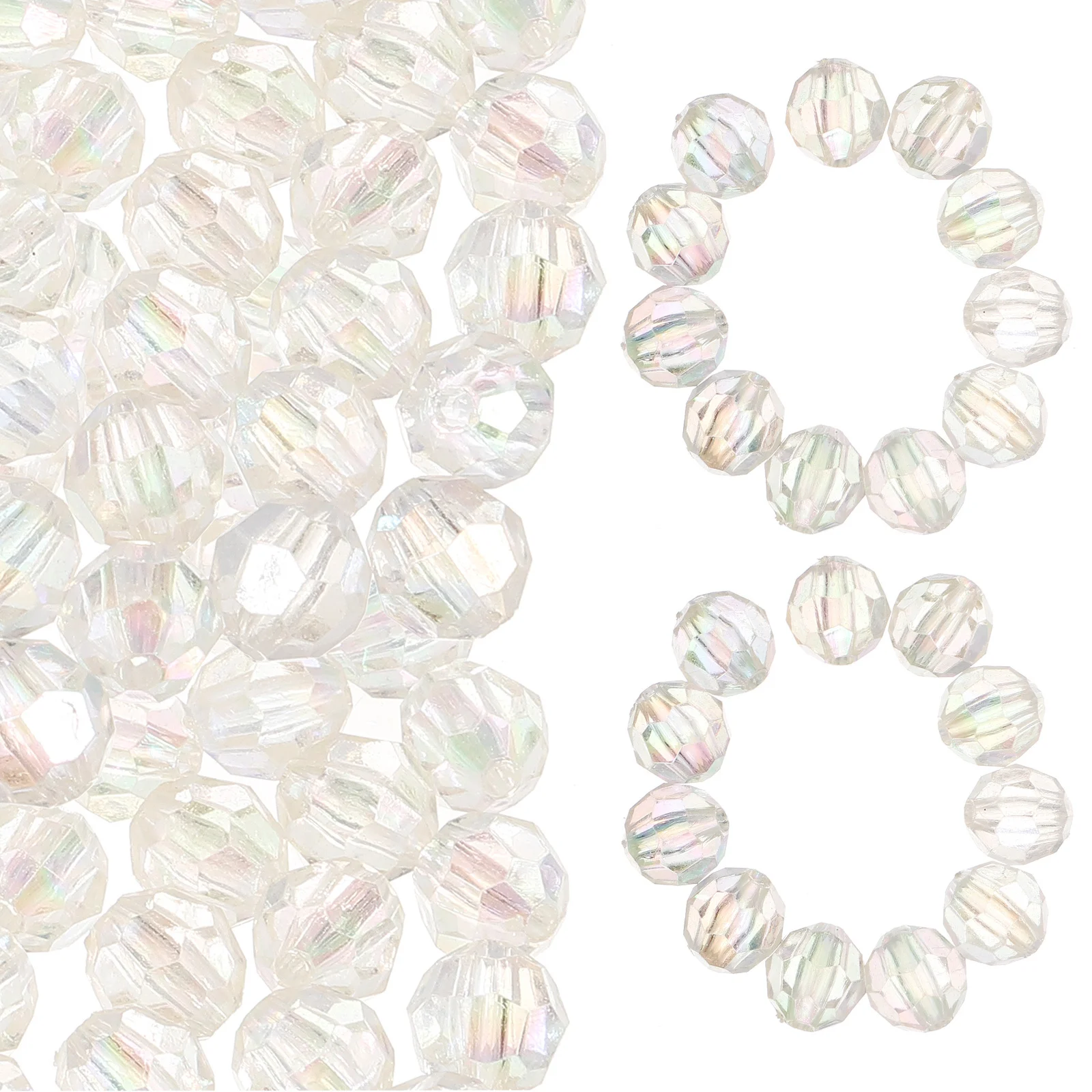 

100pcs Crystal Clear Round Square Spacer Beads For Diy Jewelry Making Necklace Bracelet Crafting Decorative Loose Beads