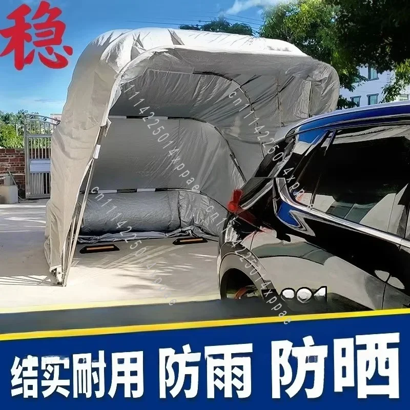 Rainproof and Sun-protective Portable Car Parking Shelter,Semi-automatic Retractable Carport, Mobile Foldable Garage Awning