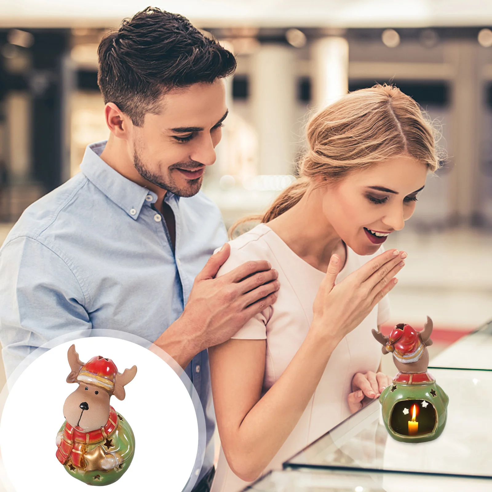 

1Pcs Snowman Lamp Shade Christmas Elk Candlestick Luminous Home Decor Creative Reusable Tabletop Stand for Dining Table