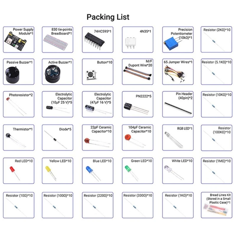 Electronics Breadboard 830 Point Small Set for Circuit Building and Learning