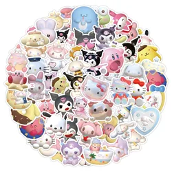 Autocollants Sanurgente de dessin animé mixte pour enfants, décalcomanies mignonnes, Kuromi, Hello Kitty, Cinnamoroll, My Melody, ordinateur portable, valise, jouets, 10 pièces, 50 pièces