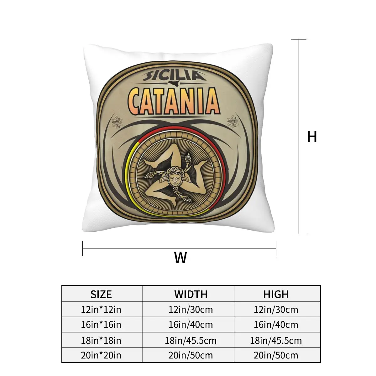 Catania Sicilia Sicily Trinacria Symbol Square Pillowcase Pillow Cover Cushion Decor Comfort Throw Pillow for Home Car