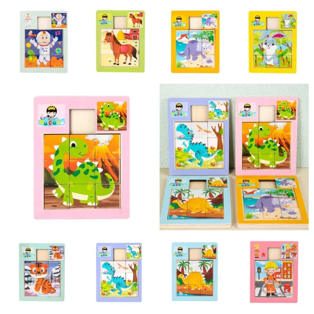 

Interesting Wood Animal Sliding Puzzle Dinosaur Brain Training Intelligence Game Sudoku Children